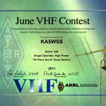 June VHF 2011 Certificate