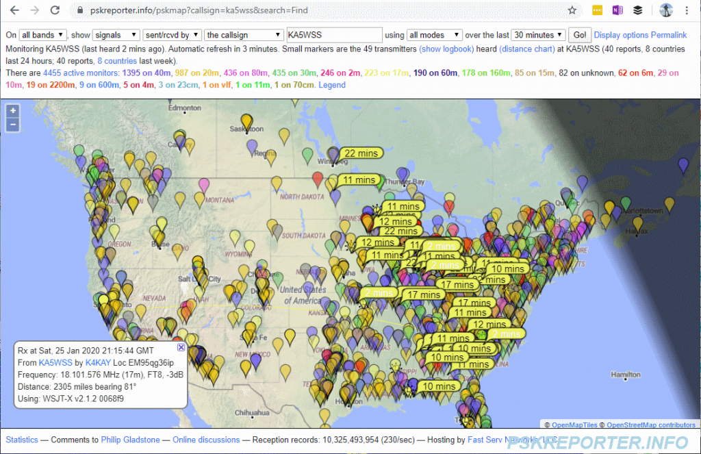 PSK Reporter Map