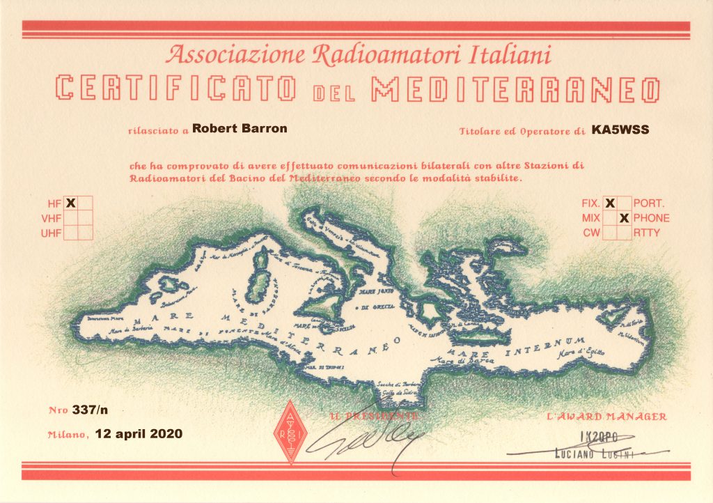 Certificato Del Mediterraneo