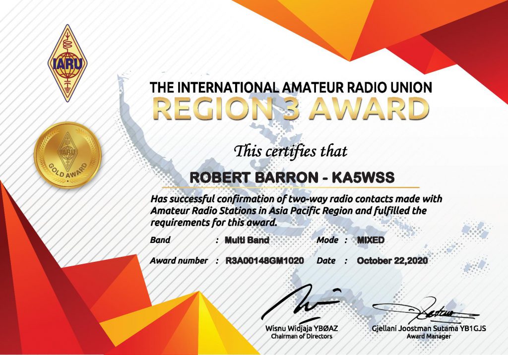 IARU Region 3 Award