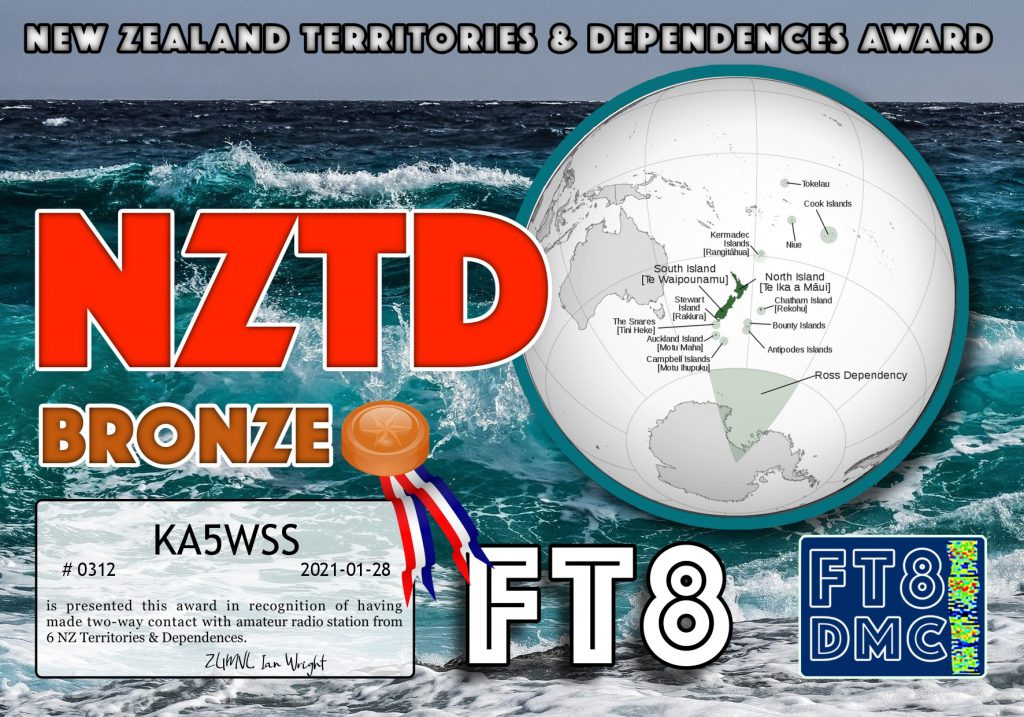 New Zealand Territories & Dependencies Award certificate