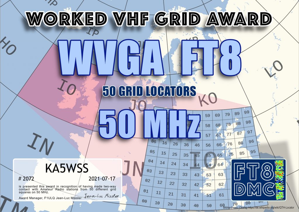 Worked VHF Grid Award