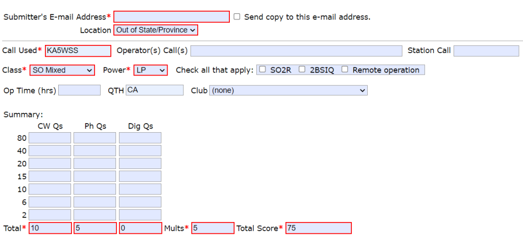 3830 Scores submission page