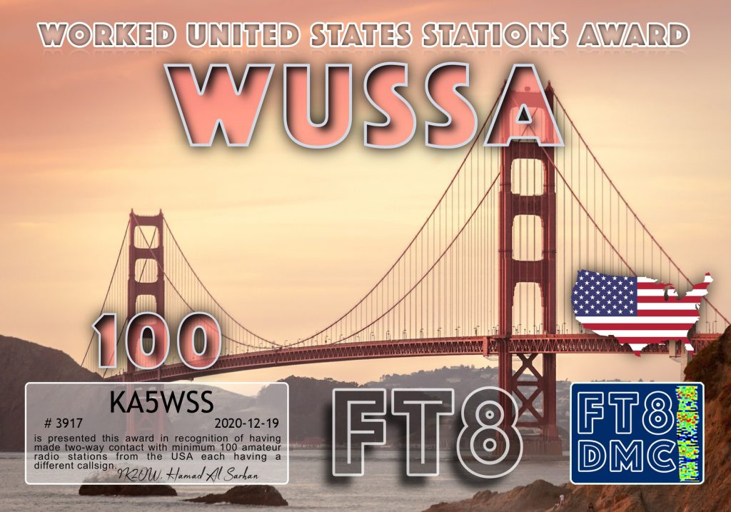 The Worked United States Stations 100 Award.