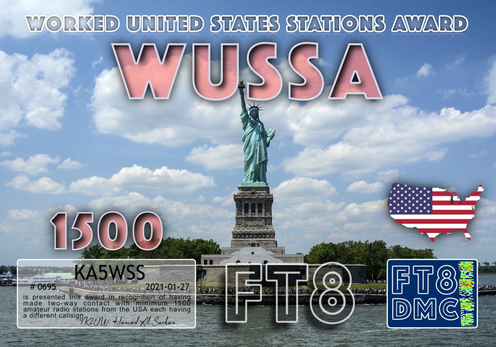 The Worked United States Stations 1500 Award.