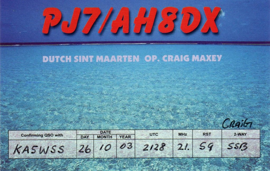 PJ7/AH8DX QSL Card