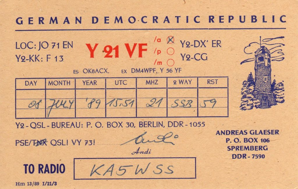 Y21VF QSL Card