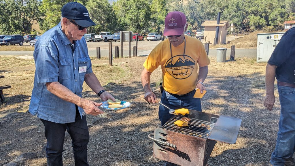 Darrel (WD6BOR) gilling up burgers.